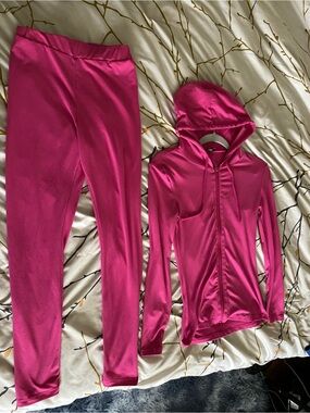 SHEIN Hot Pink Active Hoodie & Leggings Set
